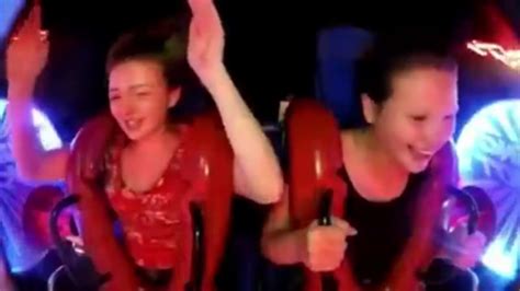 slingshot nipslip|The one where the girl loses her top on the roller coaster.